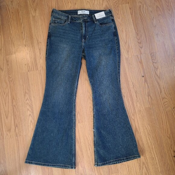 NEW NWT! HOLLISTER HIGH-RISE FLARE JEANS EMBROIDERED FLORALS STRETCH DENIM sz 31 - Picture 3 of 7